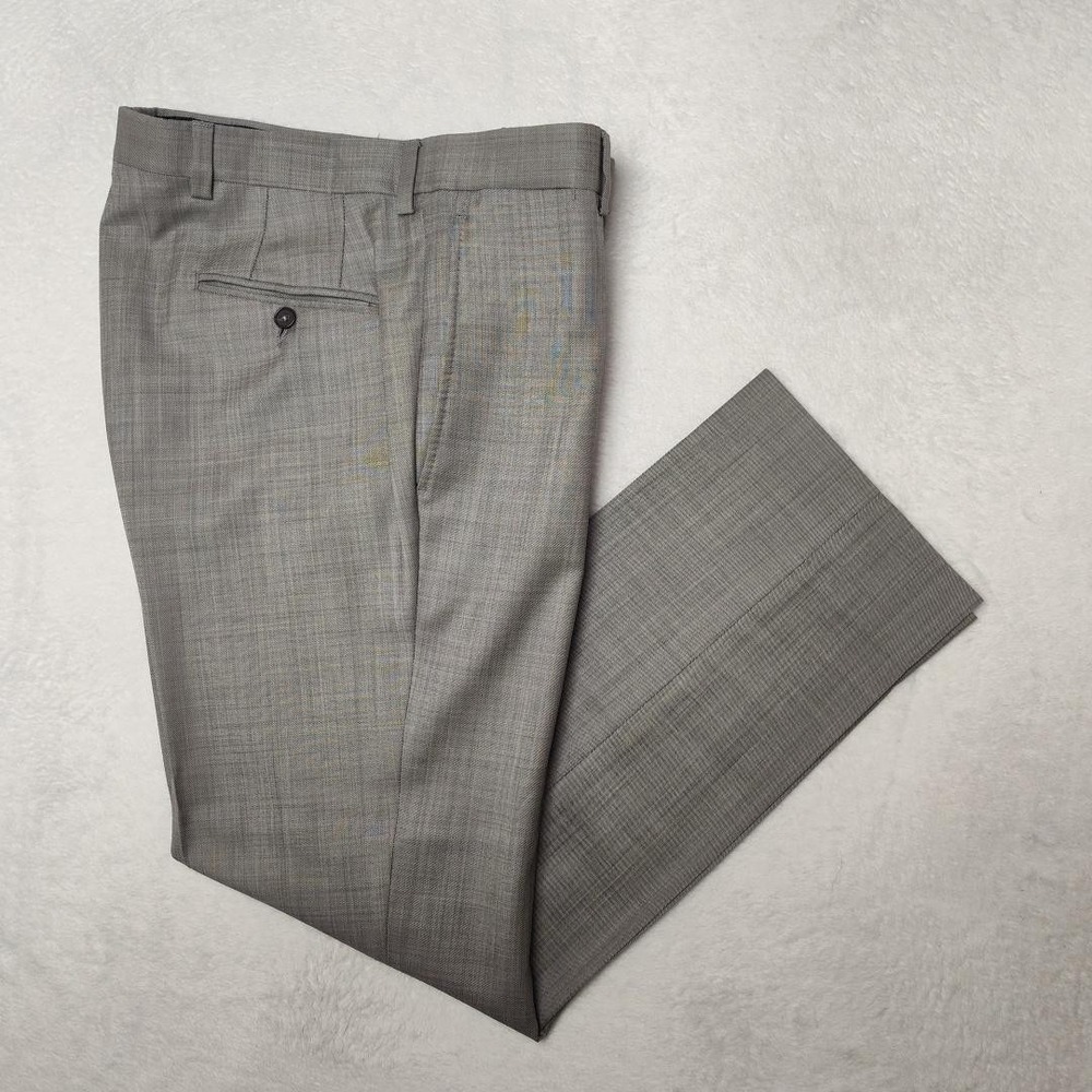 Ted Baker Pants Mens 32x30 Gray Wool Jefferson Dress Slacks Flat Front Work